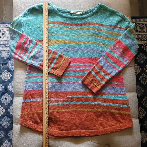 Soft Surroundings Verse Striped Boat Neck Longline Sweater Womens Medium - Picture 9 of 9